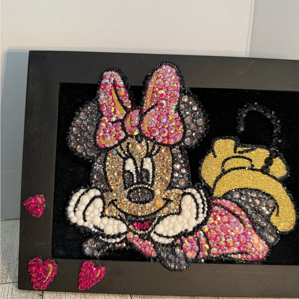 Mickey & Minnie Mouse Rhinestone Book Shelf ArtWork Bedazzled Picture Frame - Picture 6 of 13